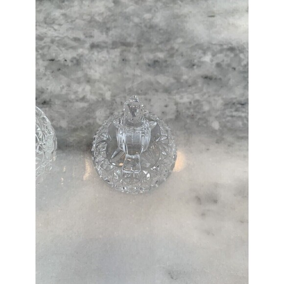 Hofbauer German Byrde Bird Crystal Miniature Sawtooth Lidded Trinket Box Germany - Picture 7 of 12